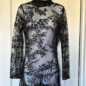 ENDLESS ROSE, Women's Stunning Black Sequin Embroidered Mini Dress, Size S, NWT